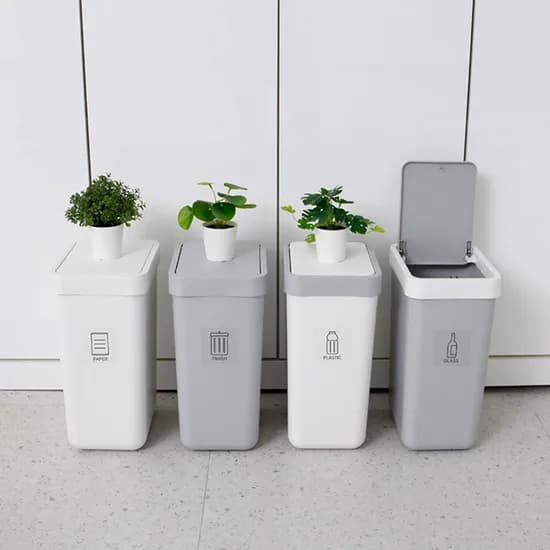 가쯔 원터치 사각 휴지통 올화이트 21x15x31.8cm 10L 2개