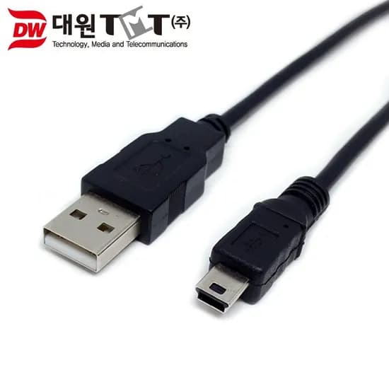 대원TMT USB 미니 5핀 케이블, 검정, 1m, 1개