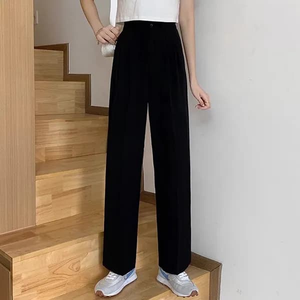 라라티나 여성 데일리 스판 스트레이트 슬랙스 블랙 XL