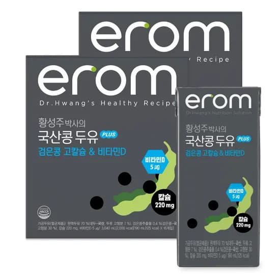 이롬 국산콩 PLUS 검은콩 고칼슘&비타민D 두유, 190ml, 32개
