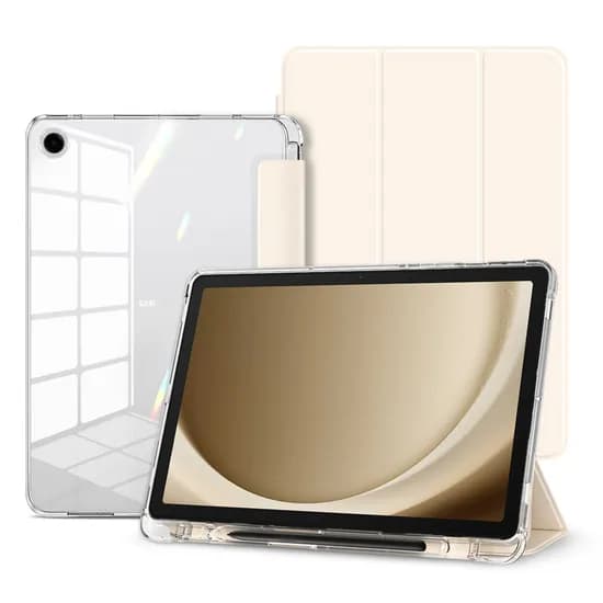 뷰씨 S펜 수납 투명 백커버 스마트커버 케이스, 갤럭시탭 A9+/A11+, 클리어범퍼, 바닐라크림, 1개