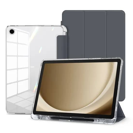 뷰씨 S펜 수납 투명 백커버 스마트커버 케이스, 갤럭시탭 A9+/A11+, 클리어범퍼, 차콜그레이, 1개