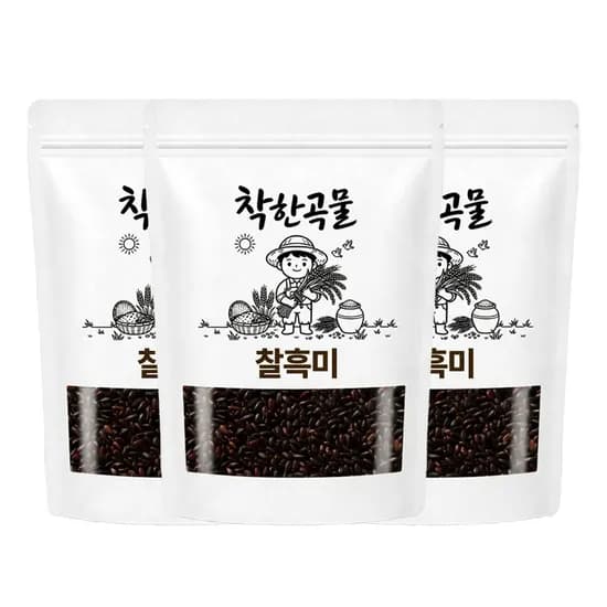 착한곡물 찰흑미, 500g, 3개