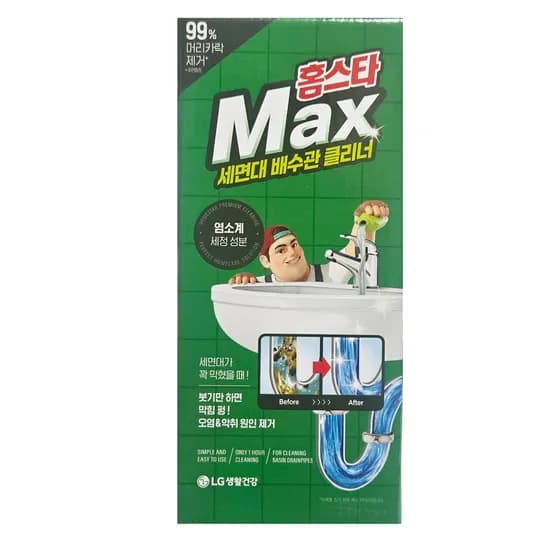 LG생활건강 홈스타 맥스 세면대 배수관 클리너 1개