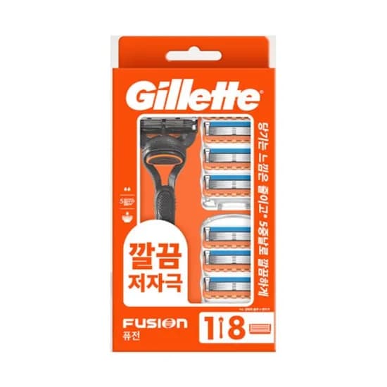 질레트 퓨전 매뉴얼 면도기 기획세트 핸들1 면도날8 1세트