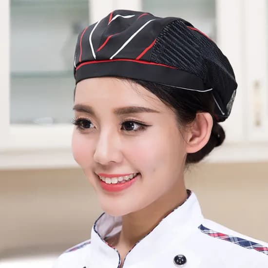 메쉬 베레모 주방 모자, 블랙, 58cm, 1개