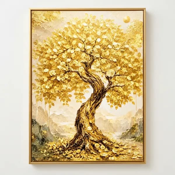 BRM 황금 돈나무 그림 액자 30x40cm 골드