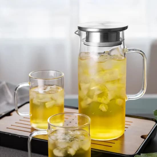 내열 유리 스텐 냉장고 물병, 투명, 1.5L, 1개