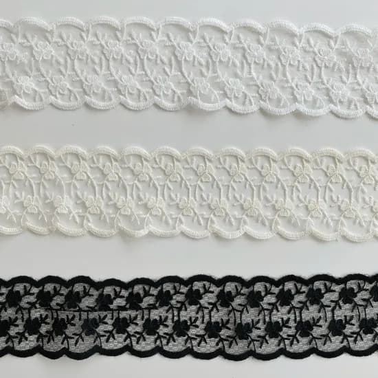 와이드 레이스 플라워 넝쿨 패턴, 크림, 7cm, 1개