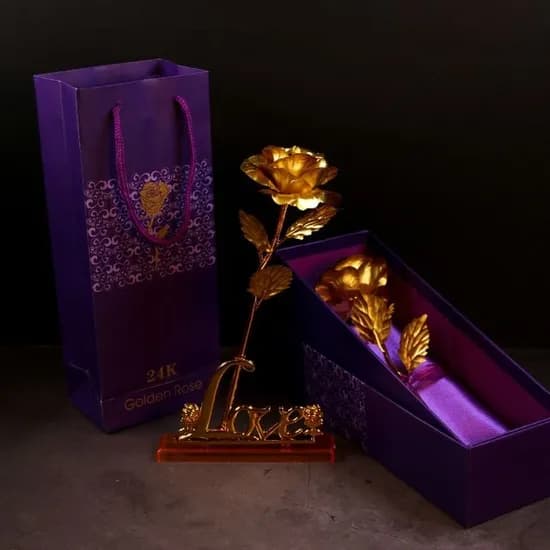 GOLD 금장미 장식 황금 장미 금 꽃 카네이션 어버이날, 장미본품, 1개