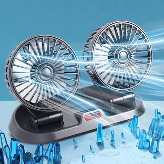 MACH F410 듀얼헤드 차량용 선풍기, USB, 블랙, 1개