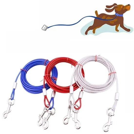 조영 튼튼한 대형견 와이어 리드줄 HJ4380-296, 6mm x 5m, 레드, 1개