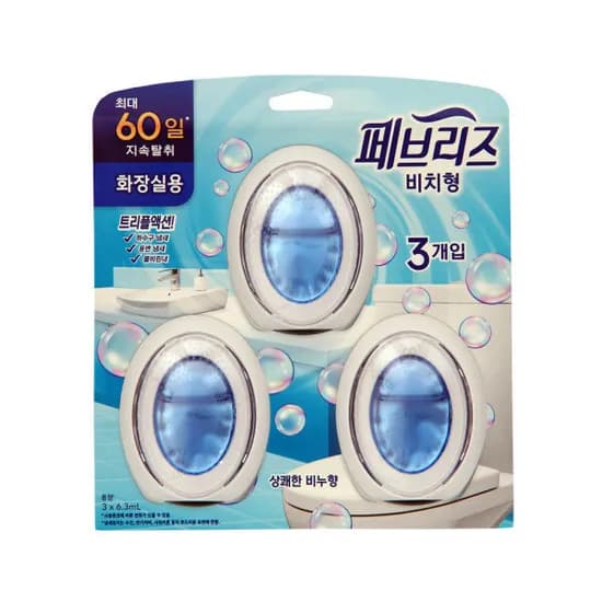 페브리즈 화장실용 비치형 상쾌한 비누향 6.3ml 3개입 1팩