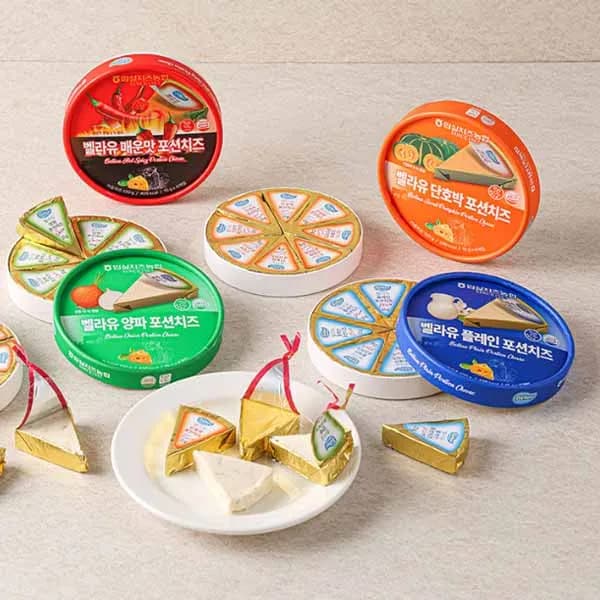 임실엔치즈 벨라유 포션치즈 8P 4종세트 (아몬드·플레인·단호박·양파) 120g 4개