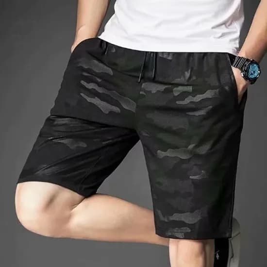 허리밴딩 남자 캐주얼 반바지, 밀리터리블랙, 2XL, 1개
