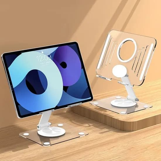 크로엠 360도 회전 태블릿 스마트폰 아크릴 거치대, 메탈, 1개