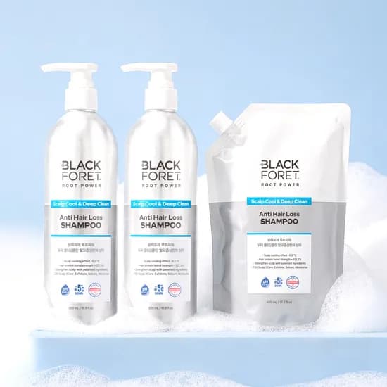 블랙포레 루트파워 두피 쿨 앤딥클린 탈모증상완화 샴푸, 500ml, 2개 + 리필, 450ml, 1개