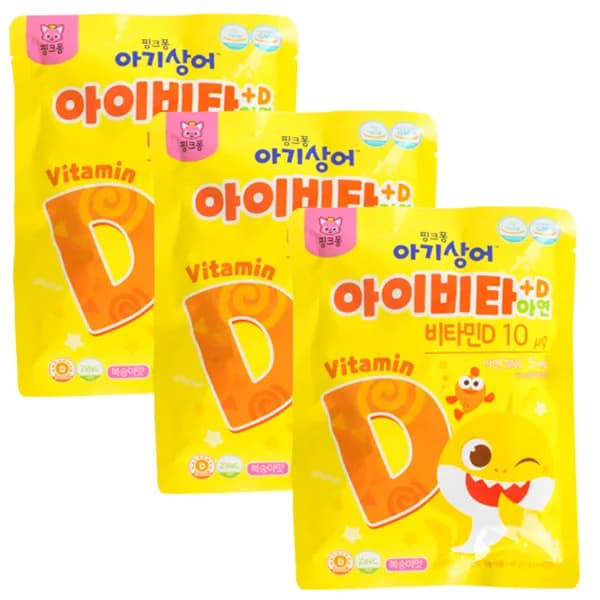 핑크퐁 아기상어 아이비타+D 아연 40정 3개