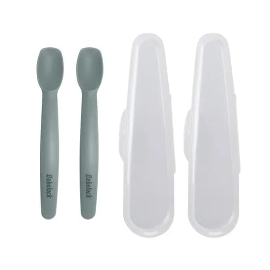 베베락 포네르 플래티넘 실리콘스푼 1단계 블루그레이 2P 케이스(2P) 1세트