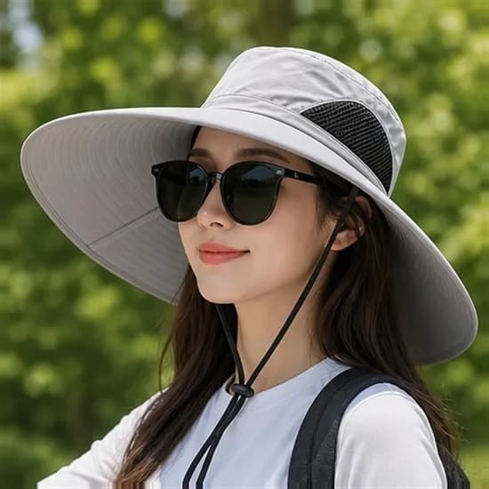 남녀공용 자외선차단 와이드 사파리모자, 연그레이, 1개