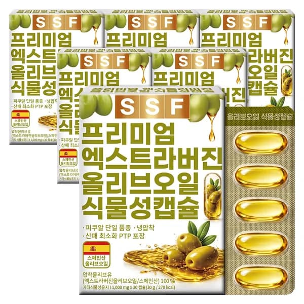 순수식품 프리미엄 엑스트라버진 올리브오일 식물성캡슐 30캡슐 6박스