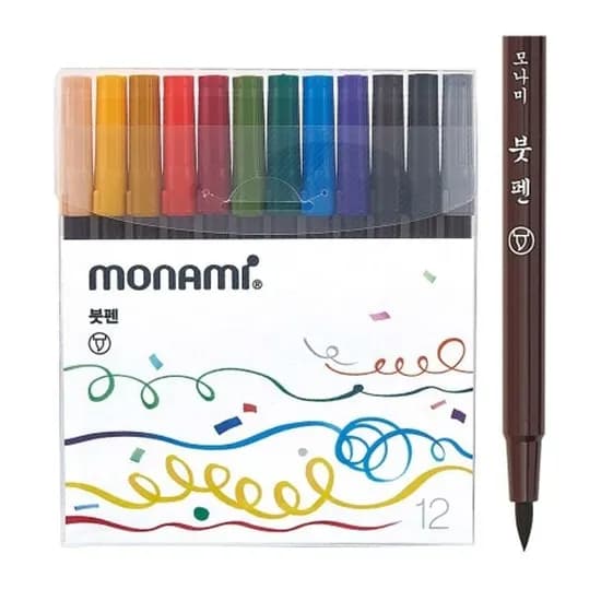 모나미 붓펜 12색 세트, 단일색상, 1개