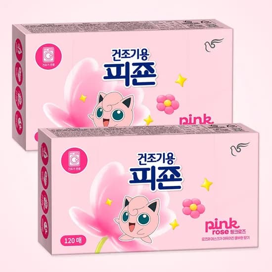 피죤 건조기시트 섬유유연제 핑크로즈 240매 2개