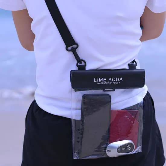 LIME AQUA 스마트폰 방수팩, 크로스, 대형, 블랙, 1개
