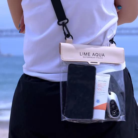 LIME AQUA 스마트폰 방수팩, 크로스, 대형, 베이지, 1개
