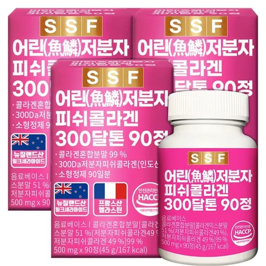 순수식품 300달톤 저분자 피쉬 콜라겐, 90정, 3박스