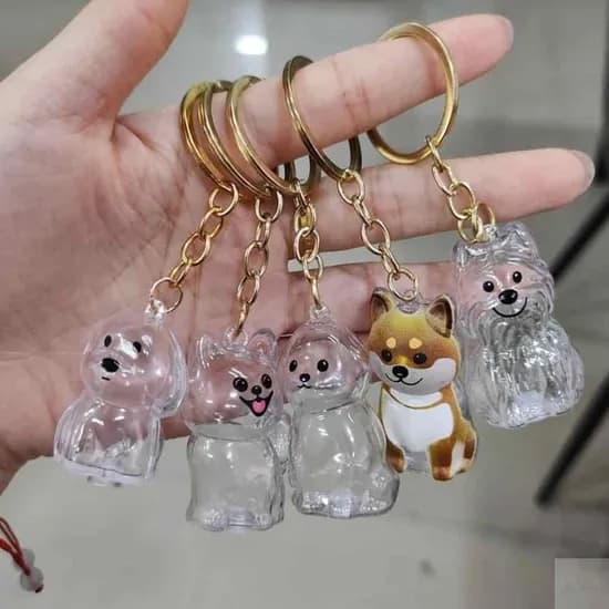 강아지 털 보관 캡슐 키링, 테리어, 투명, 1개