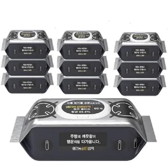 샐리의살림법칙 고평량 항균 캡형 행주물티슈, 75gsm, 60매입, 10팩