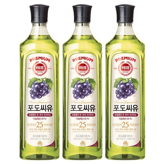 해표 포도씨유, 900ml, 3개