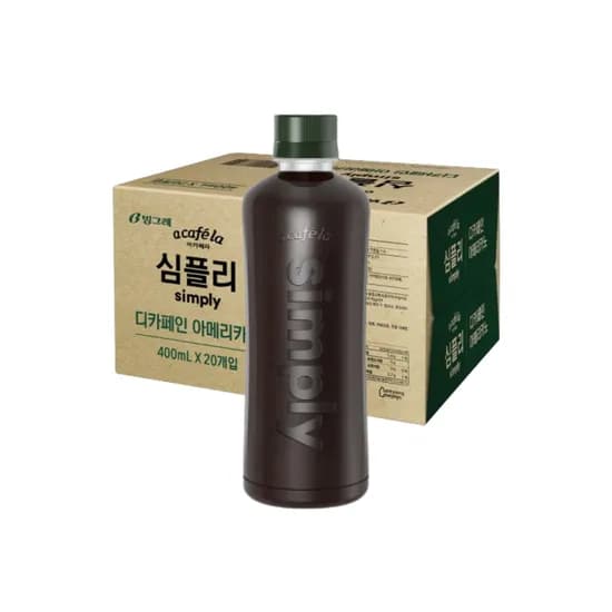 빙그레 아카페라 심플리 디카페인 아메리카노 무라벨 400ml 20개