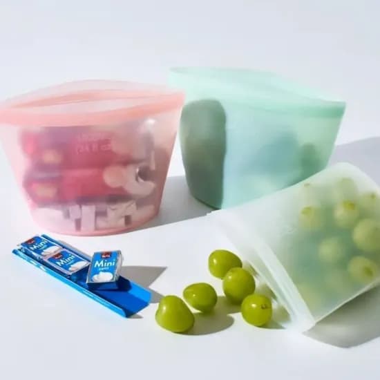 메종리빙 실리콘 지퍼백, 1000ml, 핑크그린화이트, 3개입, 1세트