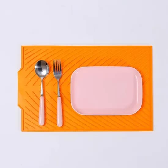 내열 실리콘 드라잉매트 오렌지 38x24.5cm 1칸 1개