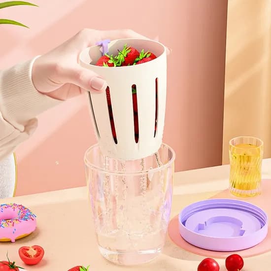 아젤라 휴대용 과일 샐러드컵 옐로우 500ml 1개