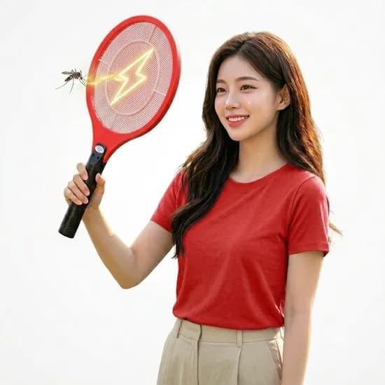 USB 충전식 전자모기채 오렌지 1개