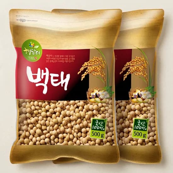 현대농산 국내산 백태 메주콩 두부콩 500g 2개