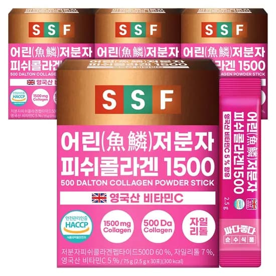 순수식품 저분자 피쉬 콜라겐 1500mg 요구르트맛 30포 4박스