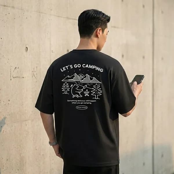 시크벤 오버핏 레터링 반팔티 블랙 XL