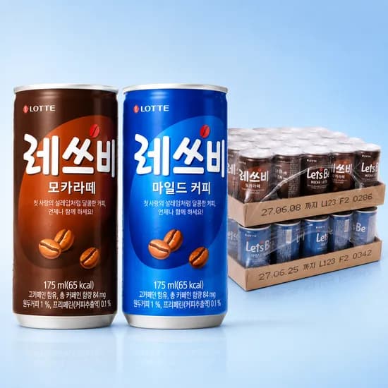 롯데칠성 레쓰비 마일드 30개 + 모카라떼 30개, 175ml, 60개