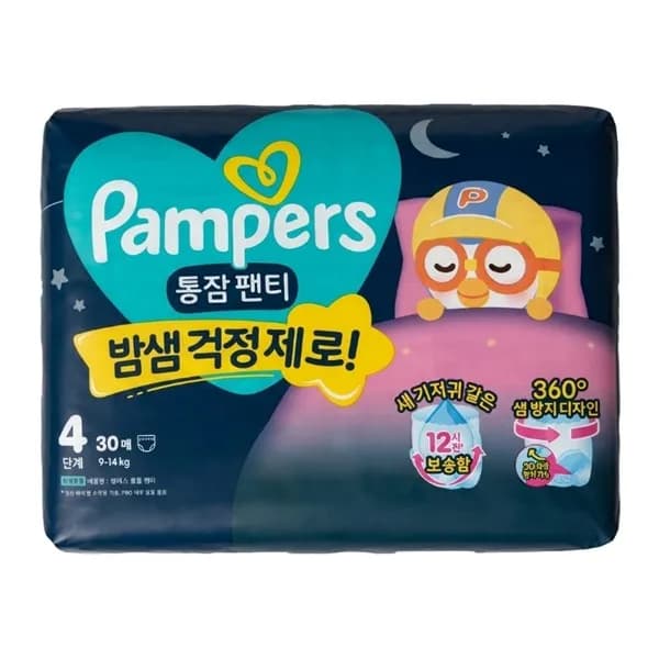 팸퍼스 통잠 팬티형 기저귀 4단계 남여공용 30매 1팩