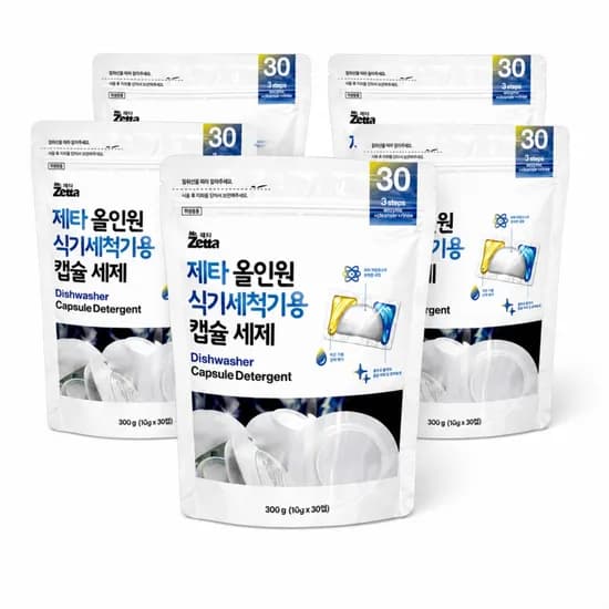 제타 올인원 식기세척기용 캡슐세제 캡슐형 300g 30입 5개
