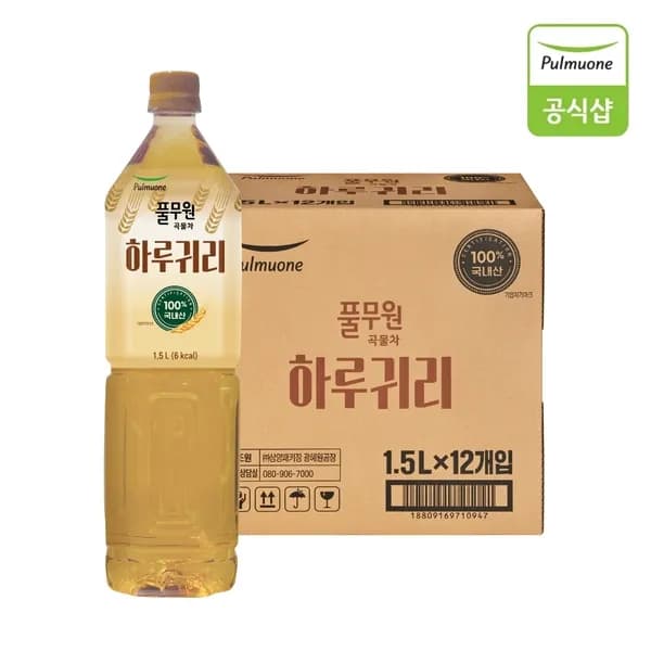 풀무원 곡물차 하루귀리 1.5L 12개 15,500원