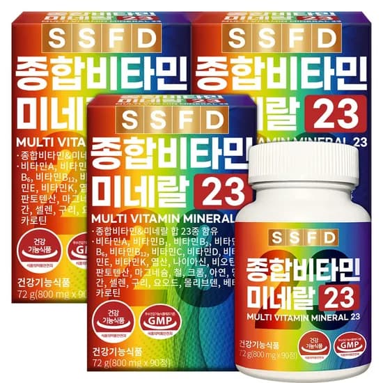순수식품 종합 멀티 비타민 미네랄 23종 9개월분, 90정, 3박스