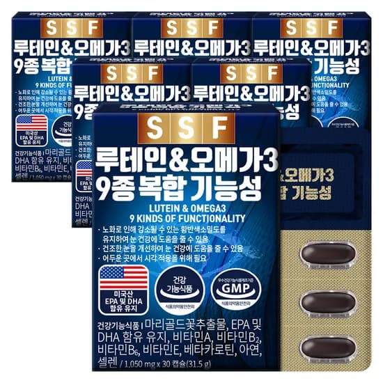 순수식품 루테인 오메가3 9종 복합기능성 30캡슐 6박스