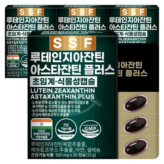 순수식품 루테인지아잔틴 아스타잔틴 플러스 500mg 30캡슐 4박스