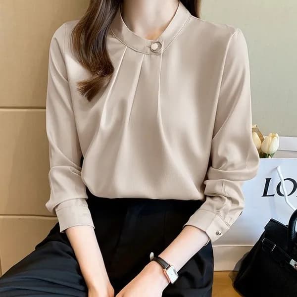 아이위크 셔링 새틴 블라우스 화이트 M 1개 26,640원