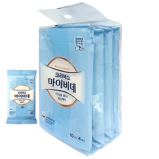 크리넥스 마이비데 클린케어 휴대용 물티슈 10매 4개
